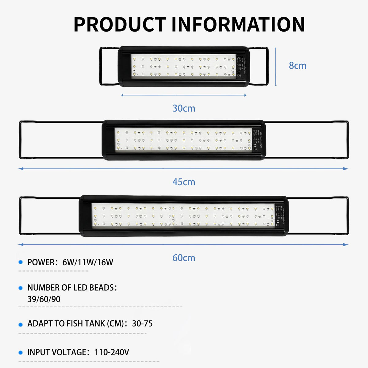 VNEKVA Full‑Spectrum LED Aquarium Light, Dimmable Timer, Extendable Brackets for 24‑30 Inch Fish Tank