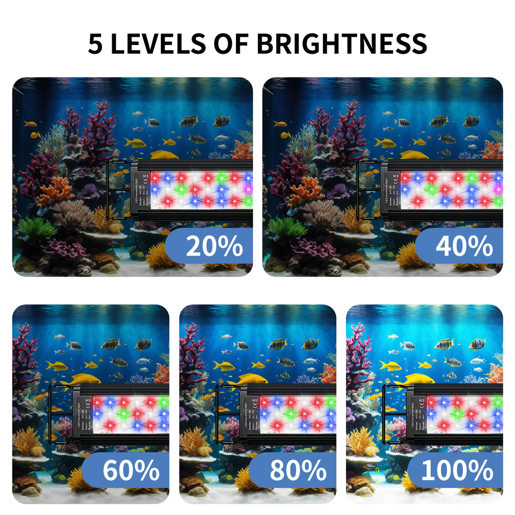 VNEKVA Full‑Spectrum LED Aquarium Light, Dimmable Timer, Extendable Brackets for 24‑30 Inch Fish Tank