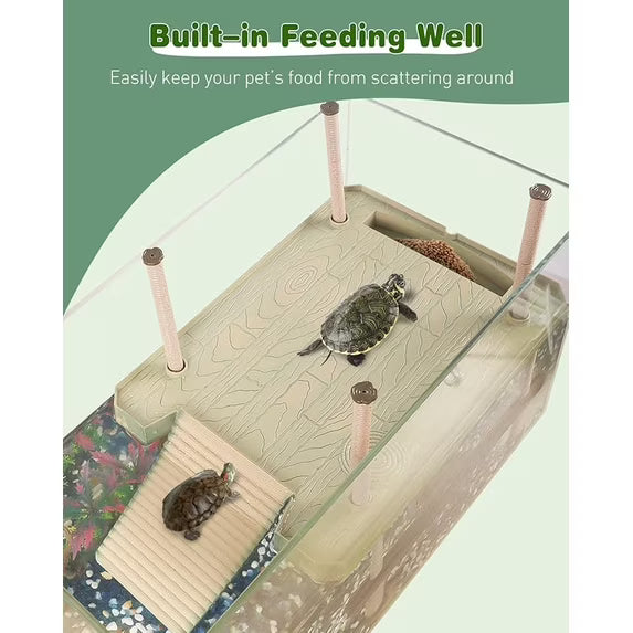 VNEKVA Floating Turtle Basking Dock with Ramp - Reptile Platform for 30 Gallon & Larger Aquarium Tanks