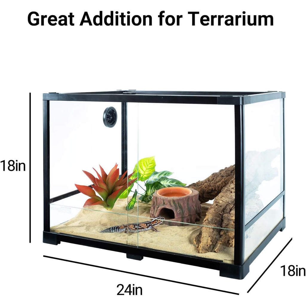 VNEKVA 3-in-1 Reptile Hide Cave with Detachable Base & Humidity Dish, Terrarium Decor Humid Shelter Hideout for Gecko, Lizard and Small Amphibian Pets
