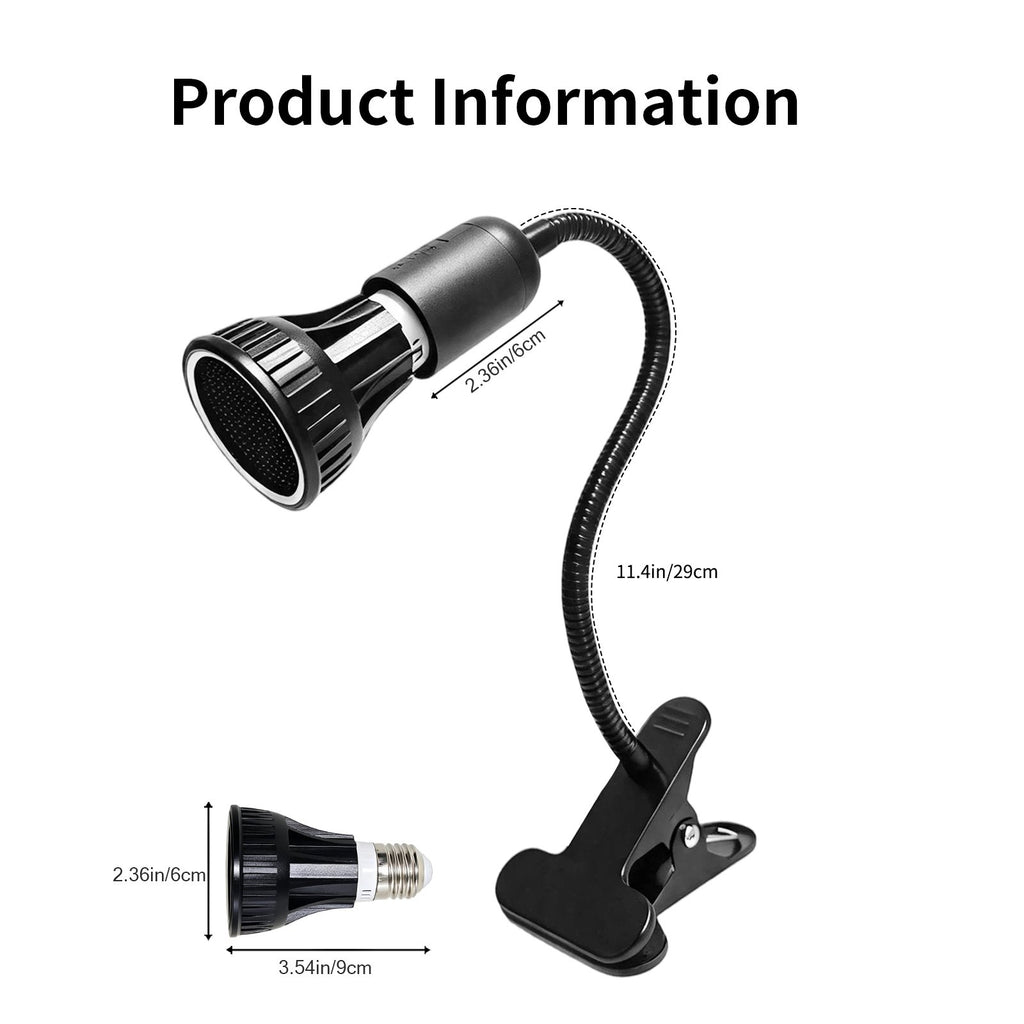 VNEKVA UVB Light for Reptiles & Turtles, Clip UVB Dimmable Timed Reptile Lamp