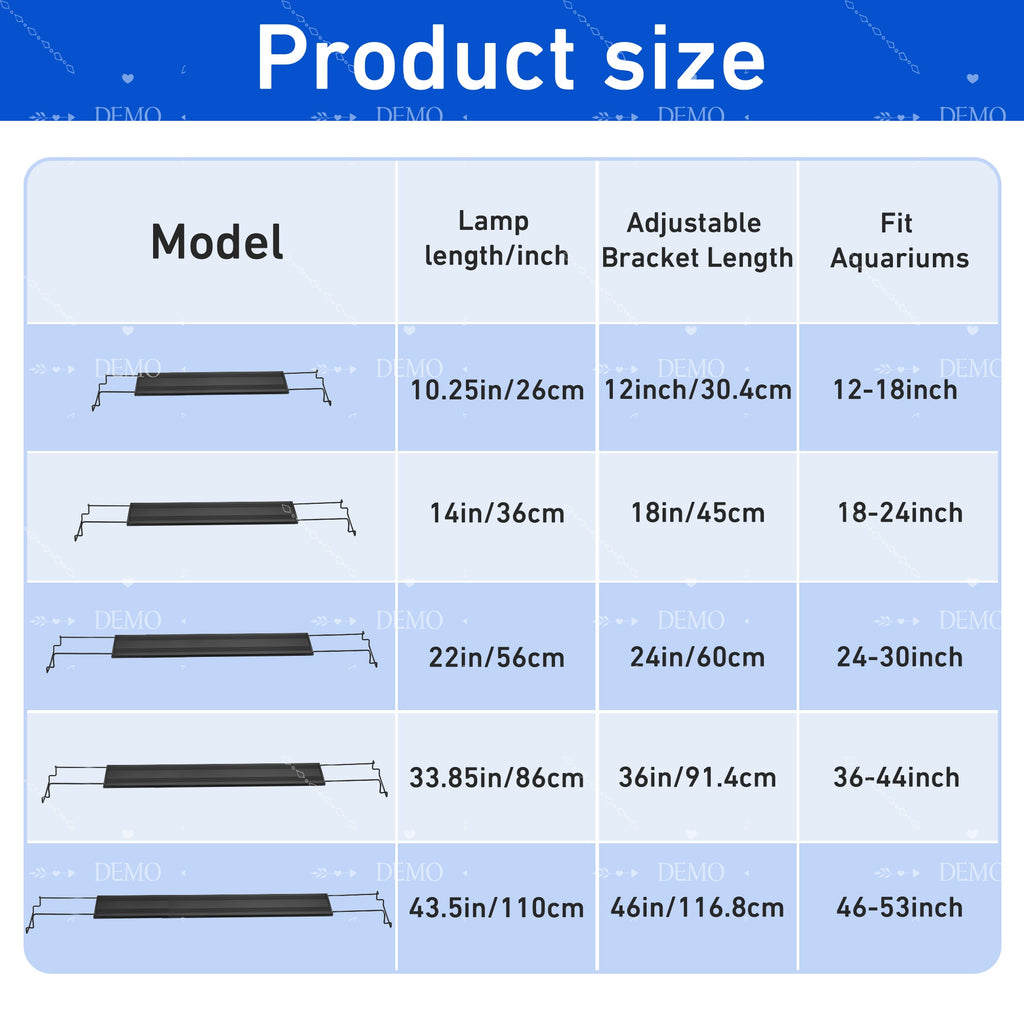 VNEKVA Full Spectrum LED Aquarium Light, 12-53Inch for Fish Tanks, 3 Light Modes, 5-Level Dimmable, Timer
