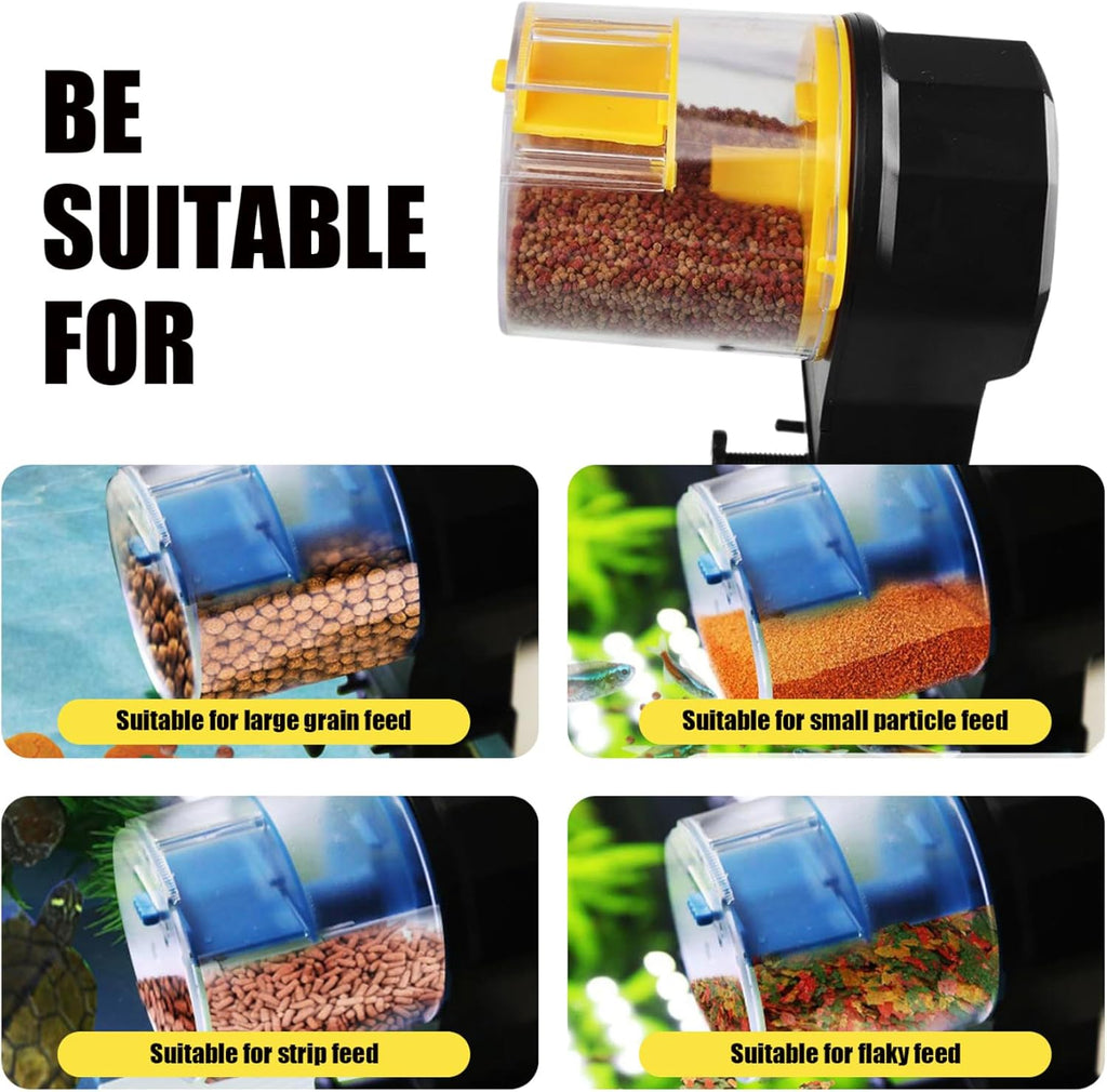 VNEKVA Automatic Fish Feeder with Timer, 210ML & 100ML Capacity, Auto Fish Food Dispenser for Aquariums, Fish Tanks & Ponds, Vacation Fish Feeder for Hands-Free Fish Care