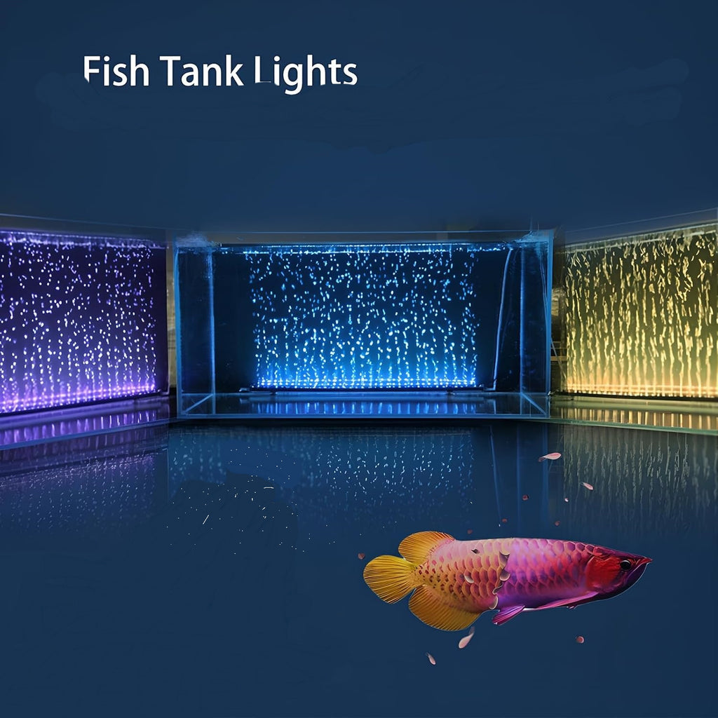 VNEKVA Submersible Aquarium Light with Air Bubble & Air Pump Kit, RGB Color Changing LED Fish Tank Light, 10 Inch
