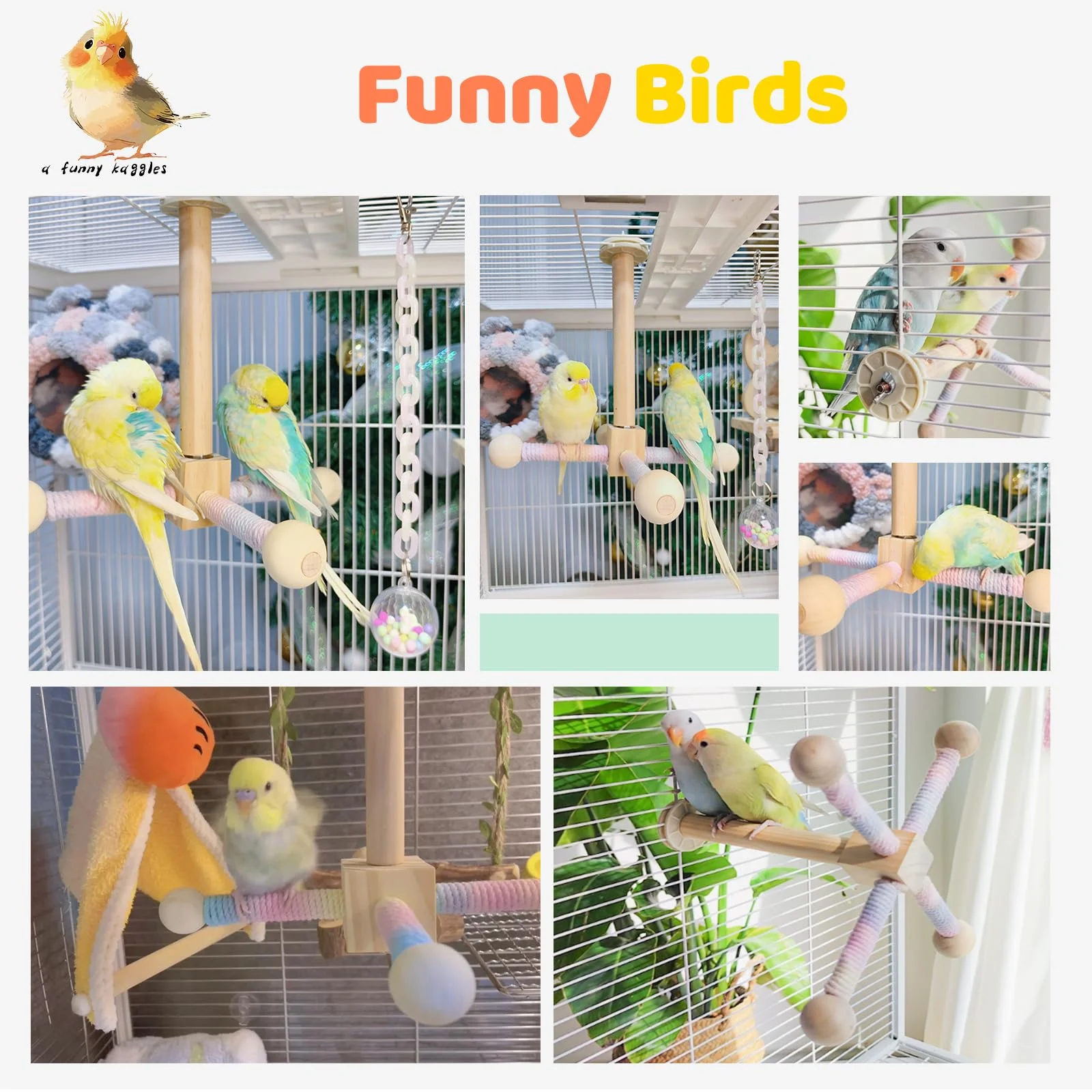 FINAQUA 360 ° Spinning Bird Perch Toy for Parrots – Anti-Boredom Stand for Conures, Cockatiels, Lovebirds, Parakeets, Quakers, Caiques