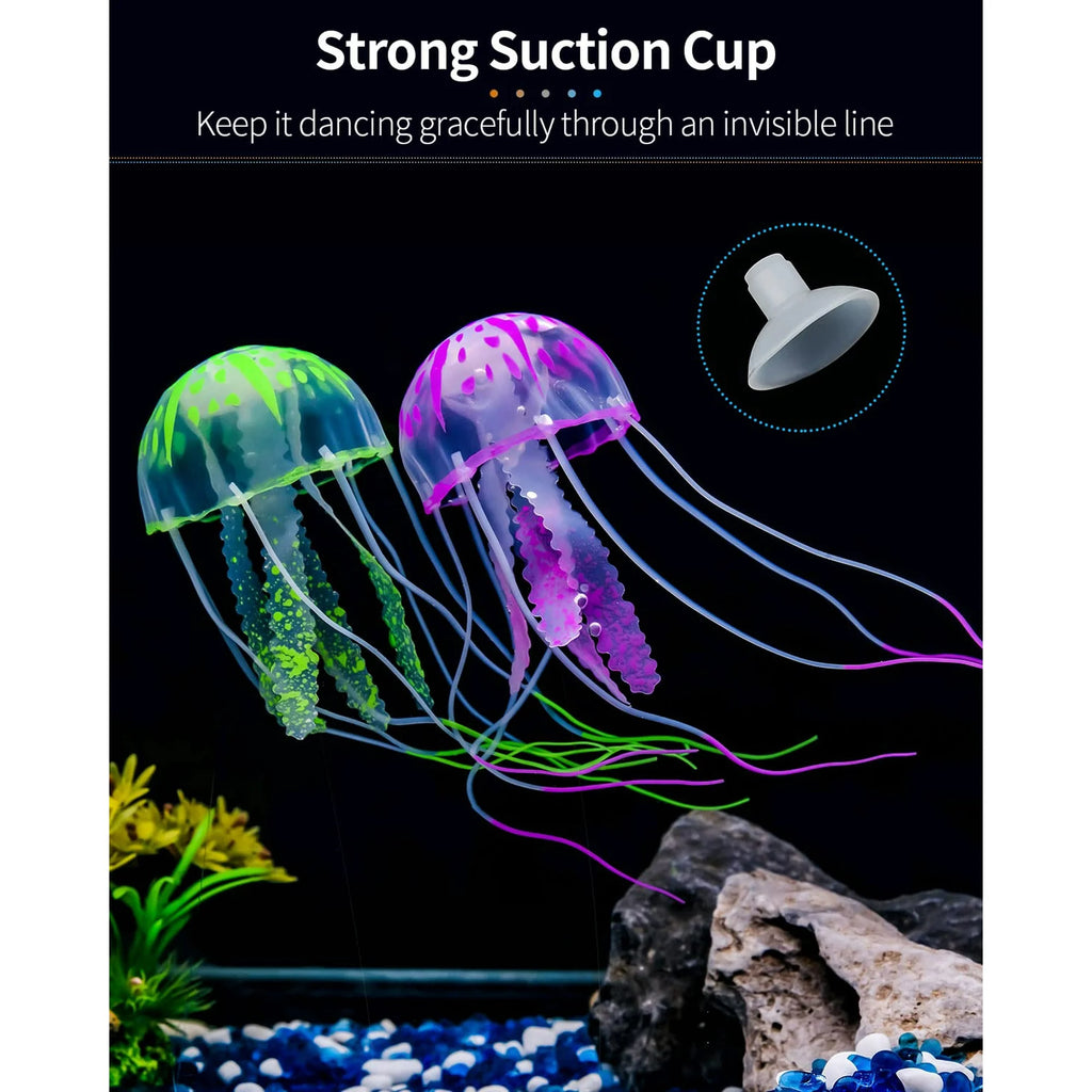 VNEKVA 6 Pcs Luminous Jellyfish Aquarium Ornaments - Glowing Fish Tank Decorations for Aquascape & Landscape