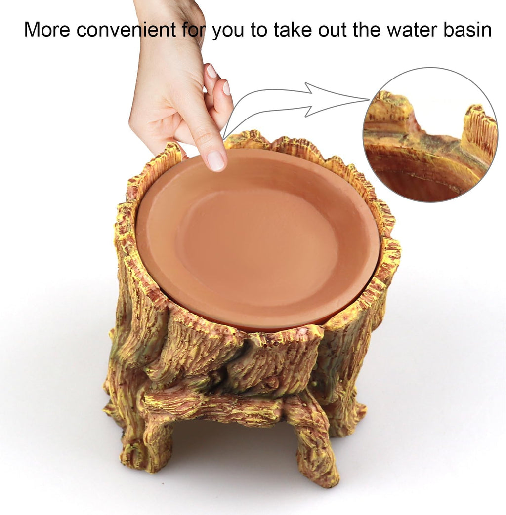VNEKVA 2-in-1 Reptile Hide Cave with Terracotta Water Basin, Humidifying Shelter for Geckos, Lizards & Amphibians, Moisture Retention & Shedding Support