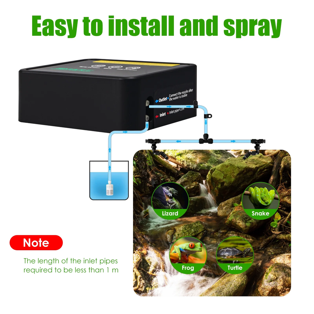 FINAQUA Reptile Humidifier with Automatic Mister – Intelligent Spray System, Adjustable Nozzles for Reptiles, Chameleons & Herbs