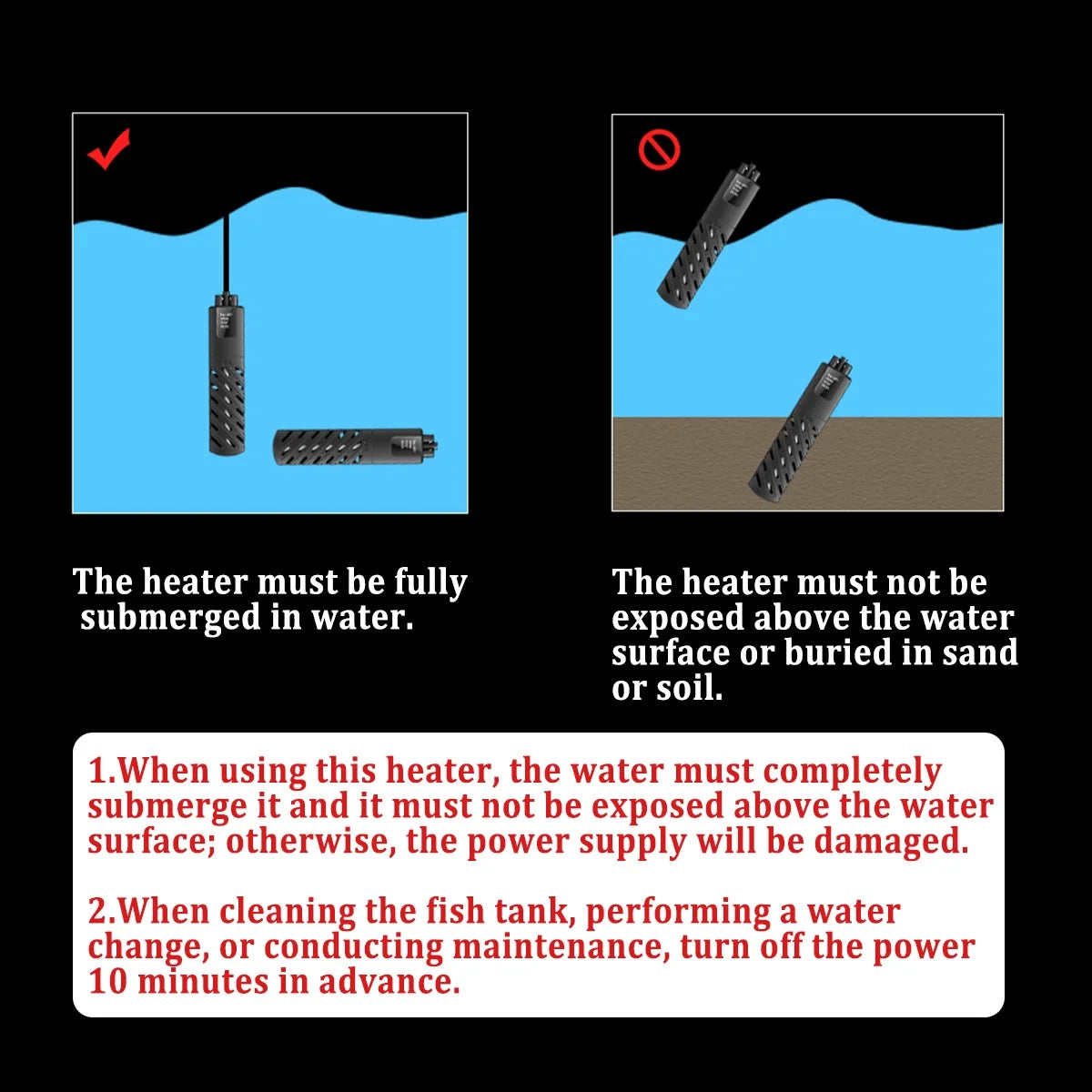 VNEKVA Mini Submersible Aquarium Heater 100W, External Controller & Overheat Protection for 5–15 Gallon Fish & Turtle Tanks