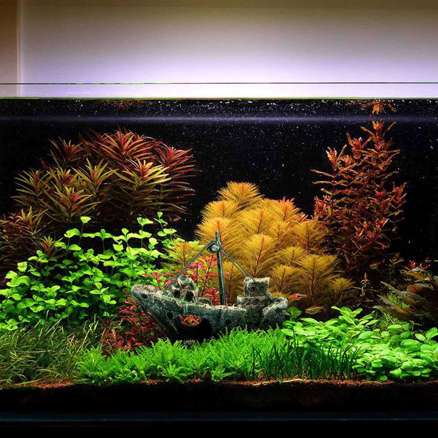 VNEKVA Resin Shipwreck Aquarium Decoration, Multi-Style Fish Tank Ornament for 10-55 Gallon Tanks