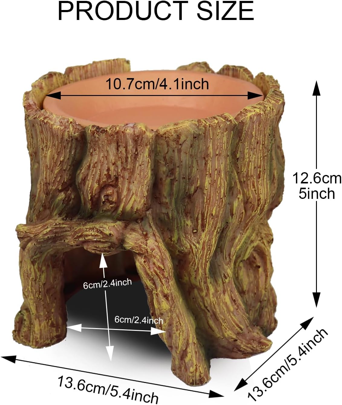 VNEKVA 2-in-1 Reptile Hide Cave with Terracotta Water Basin, Humidifying Shelter for Geckos, Lizards & Amphibians, Moisture Retention & Shedding Support