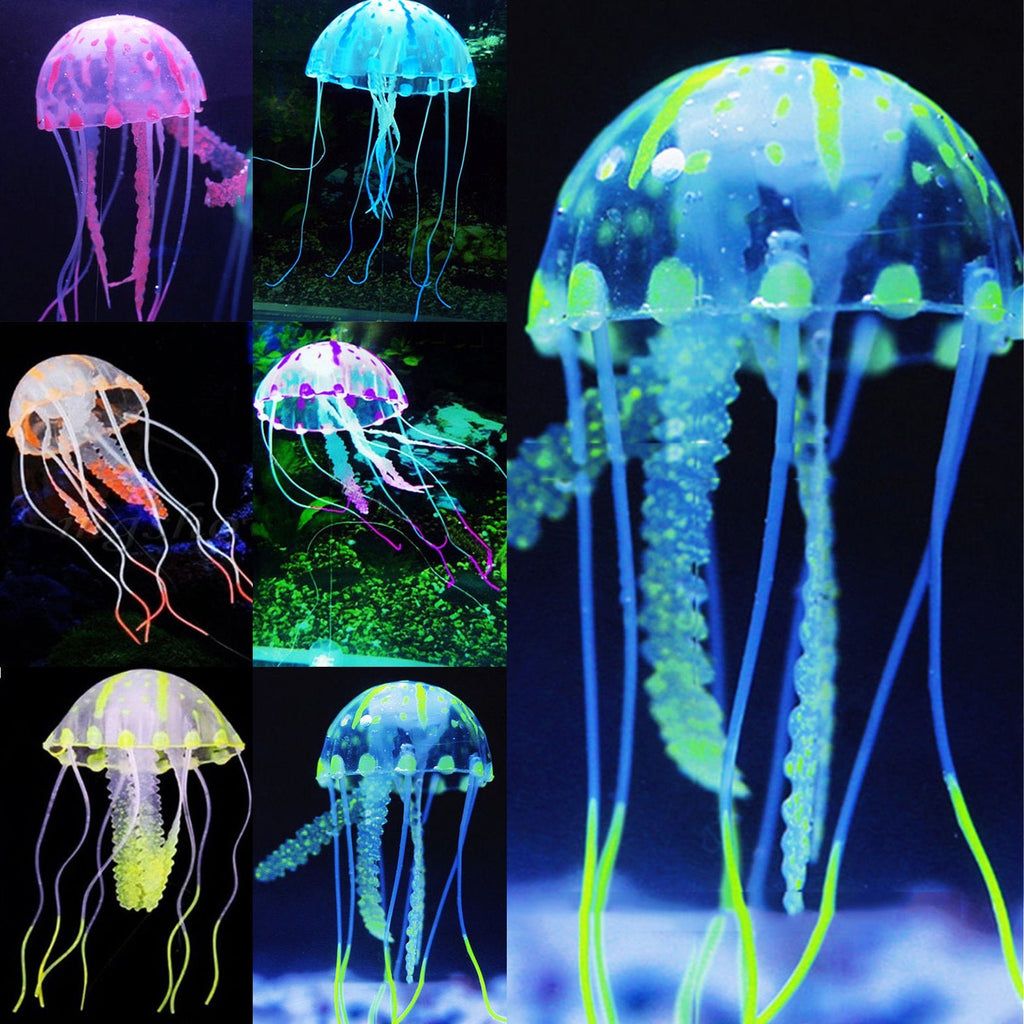 VNEKVA 6 Pcs Luminous Jellyfish Aquarium Ornaments - Glowing Fish Tank Decorations for Aquascape & Landscape