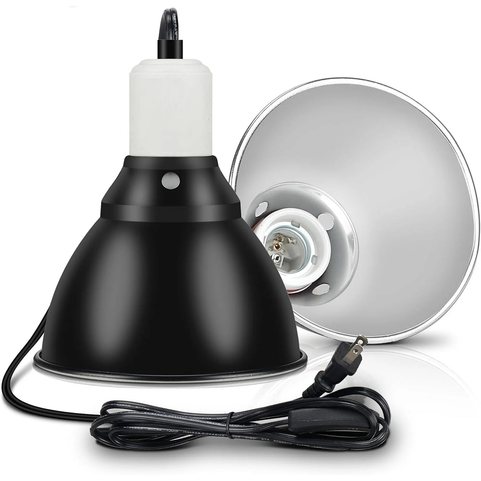 VNEKVA Reptile Heat Lamp Fixture 5.5" Deep Dome w/Switch, Supports 60W-100W - Works with All E26 UVA/UVB/Basking Bulbs