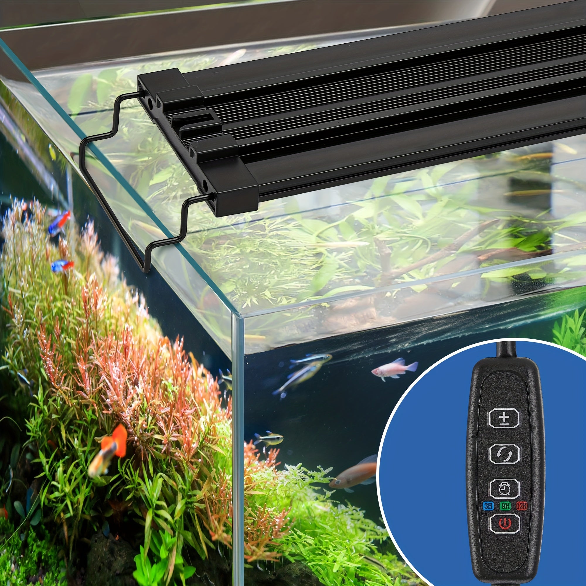 VNEKVA 12 Inch Full Spectrum Ultra Bright Aquarium LED Light with 3 Light Modes, 3/9/12H Timer, 10-Level Dimming - For Freshwater, Saltwater & Turtle Tanks
