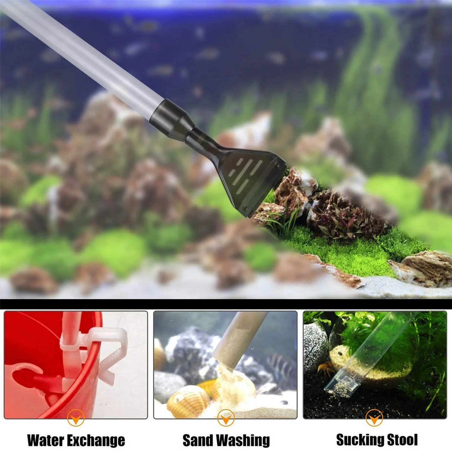 VNEKVA Aquarium Gravel Cleaner Siphon - Fish Tank Vacuum & Water Changer for Gravel & Sand
