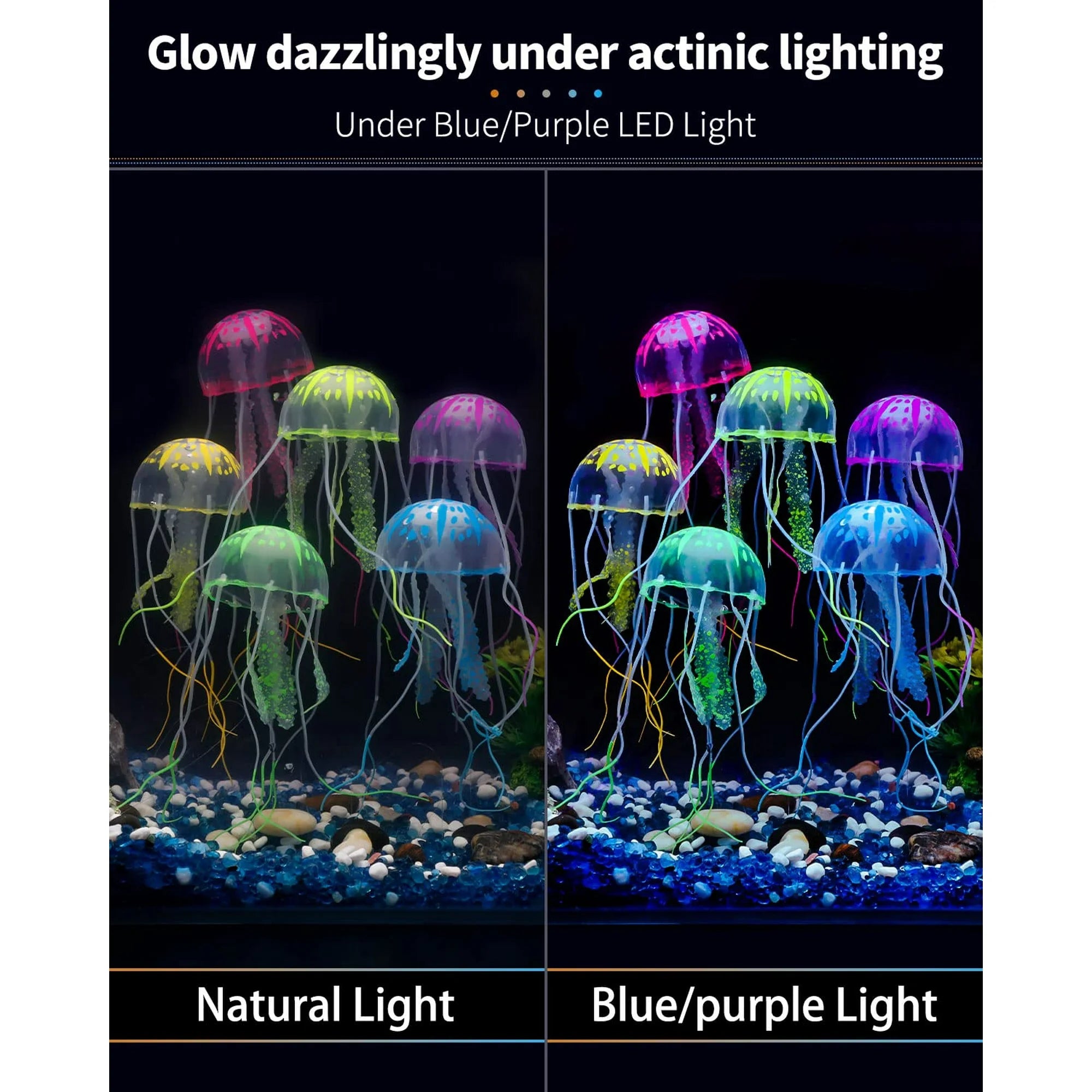 VNEKVA 6 Pcs Luminous Jellyfish Aquarium Ornaments - Glowing Fish Tank Decorations for Aquascape & Landscape