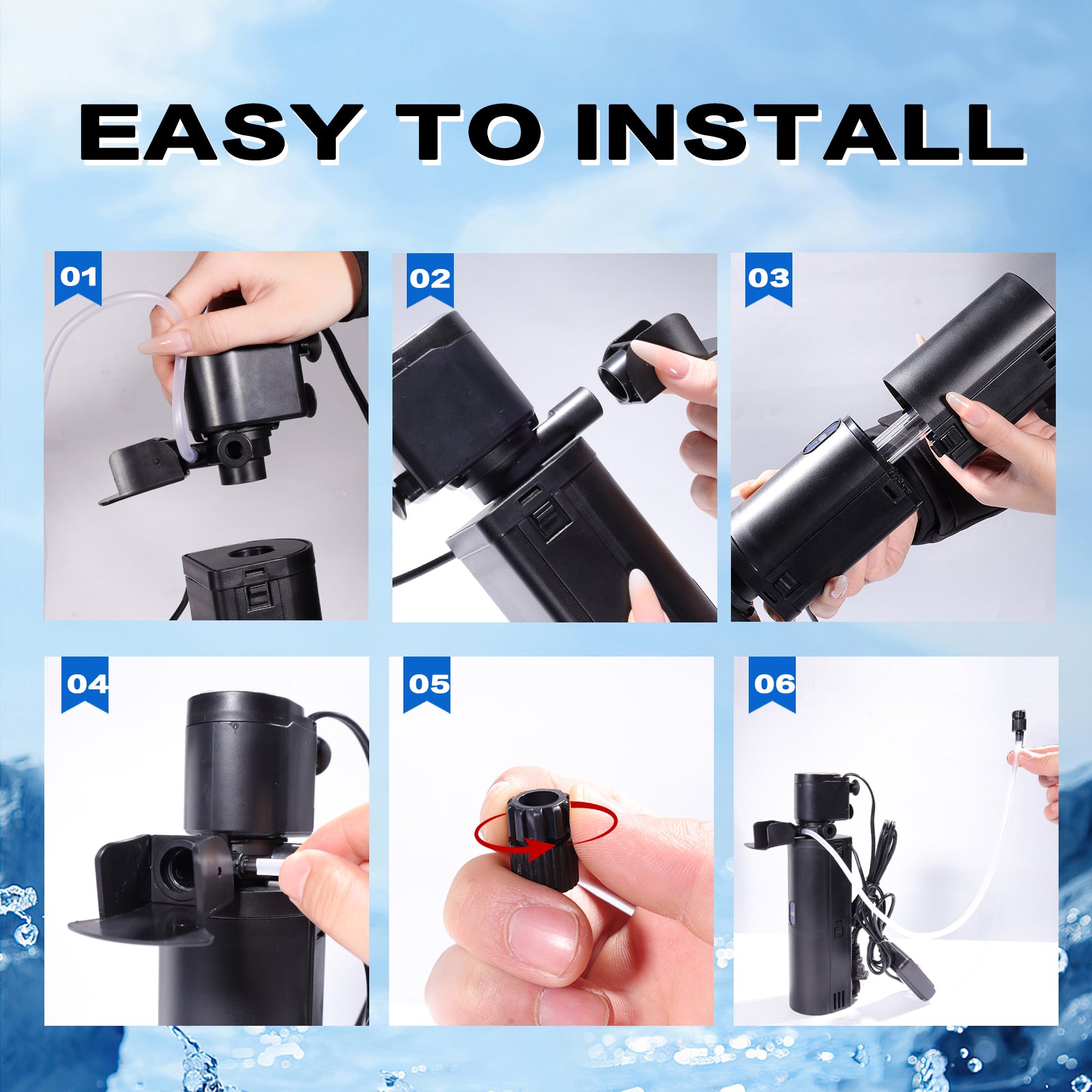 VNEKVA Aquarium Filter 20-75 Gallon with UV Light Internal Pump for Fish Turtle Tank