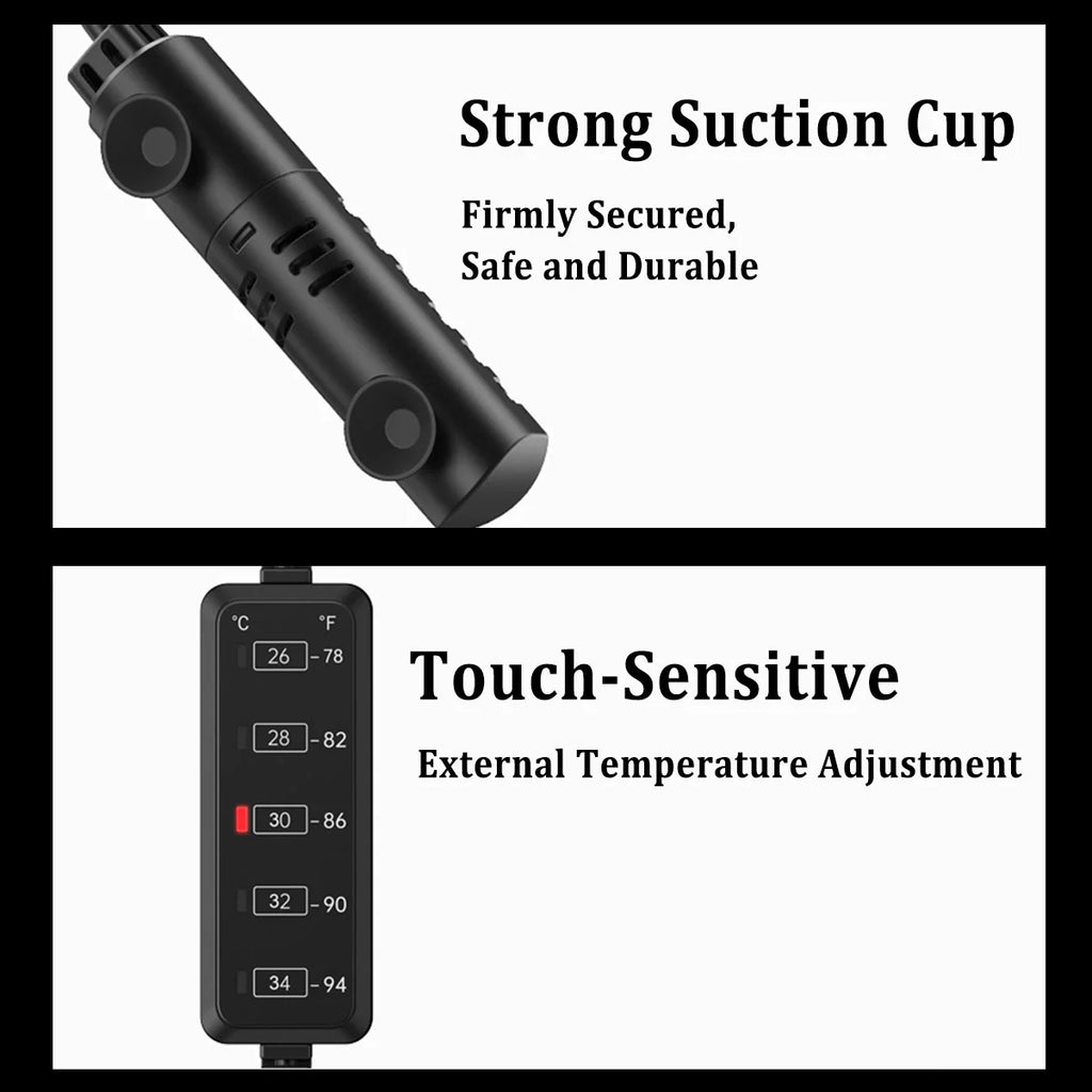 VNEKVA Mini Submersible Aquarium Heater 100W, External Controller & Overheat Protection for 5–15 Gallon Fish & Turtle Tanks