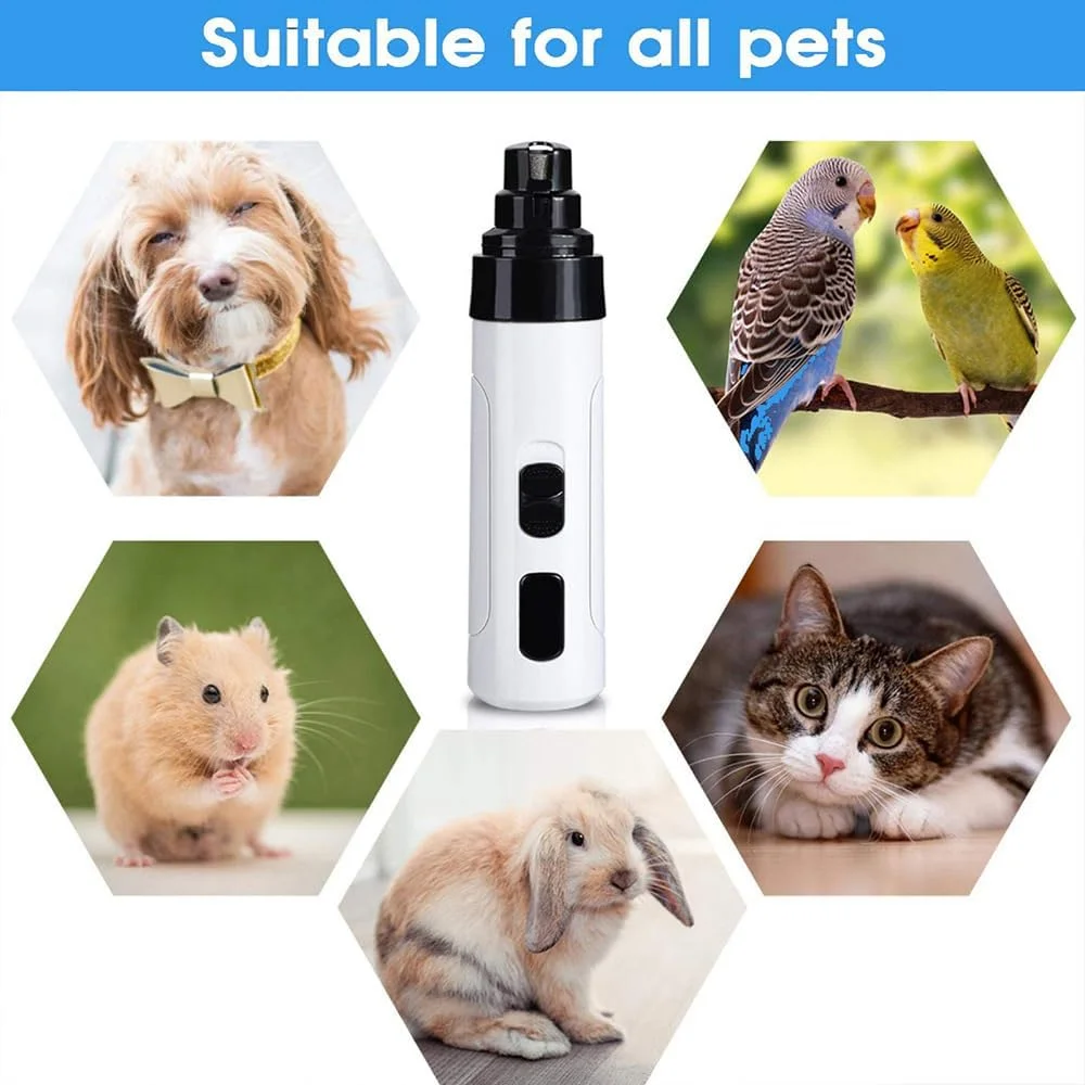 FINAQUA USB Rechargeable Pet Nail Grinder – Quiet Trimmer for Dogs, Cats & Rabbits, Safe Paw Grooming