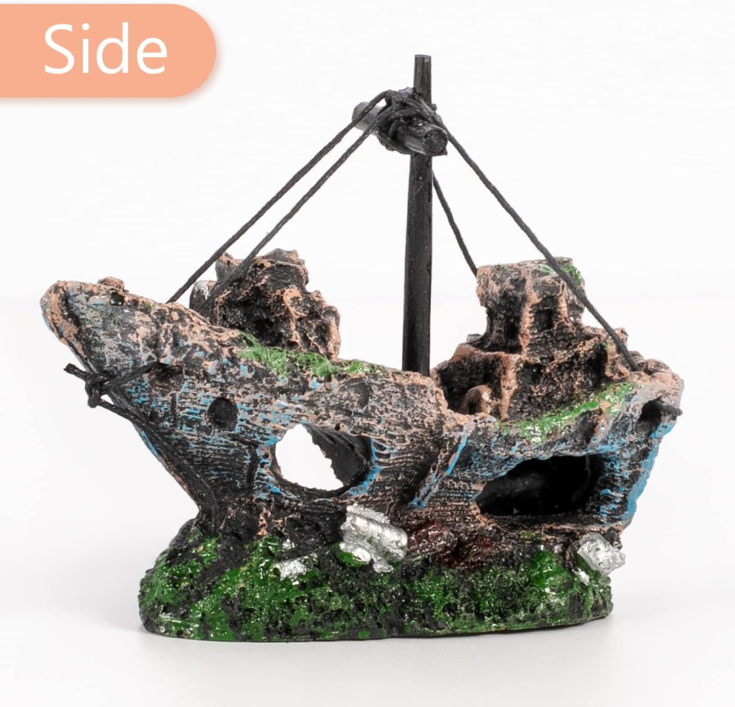 VNEKVA Resin Shipwreck Aquarium Decoration, Multi-Style Fish Tank Ornament for 10-55 Gallon Tanks