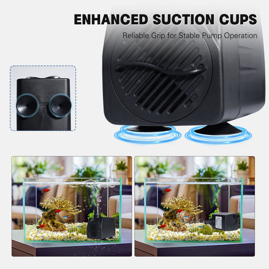 VNEKVA 10W 160GPH Submersible Water Pump for Fish Tanks & Fountains