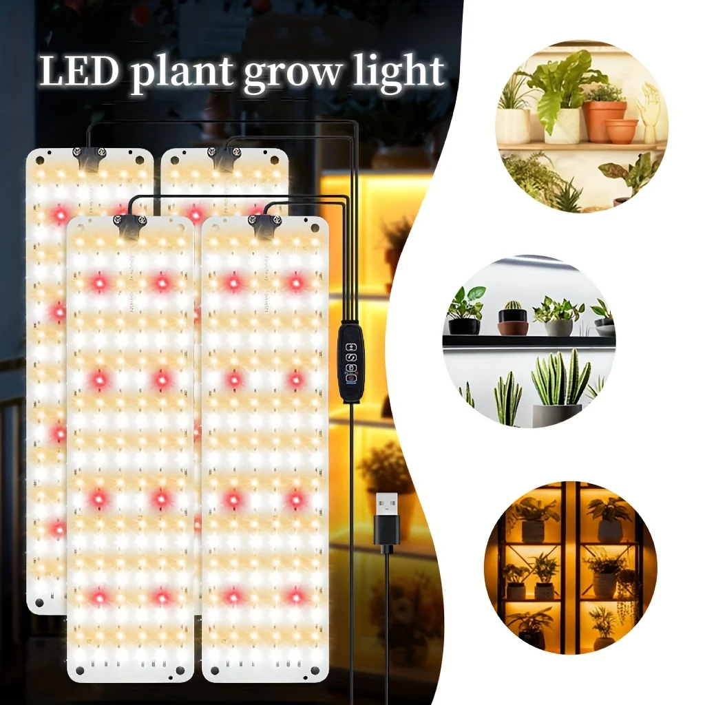 FINAQUA Grow Lights for Indoor Plants: USB-powered + 3/9/12H Timer + Full Spectrum, Suitable for Flowers, Fruits & Vegetables