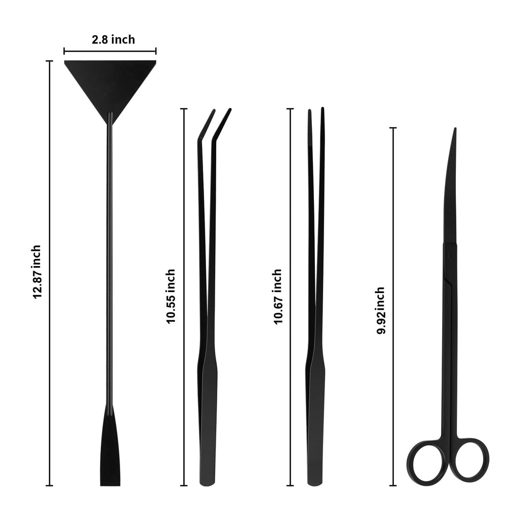 VNEKVA 5-in-1 Aquarium Aquascaping Tools, Stainless Steel Tweezers Scissors Spatula for Aquatic Plant Maintenance with Tool Holder