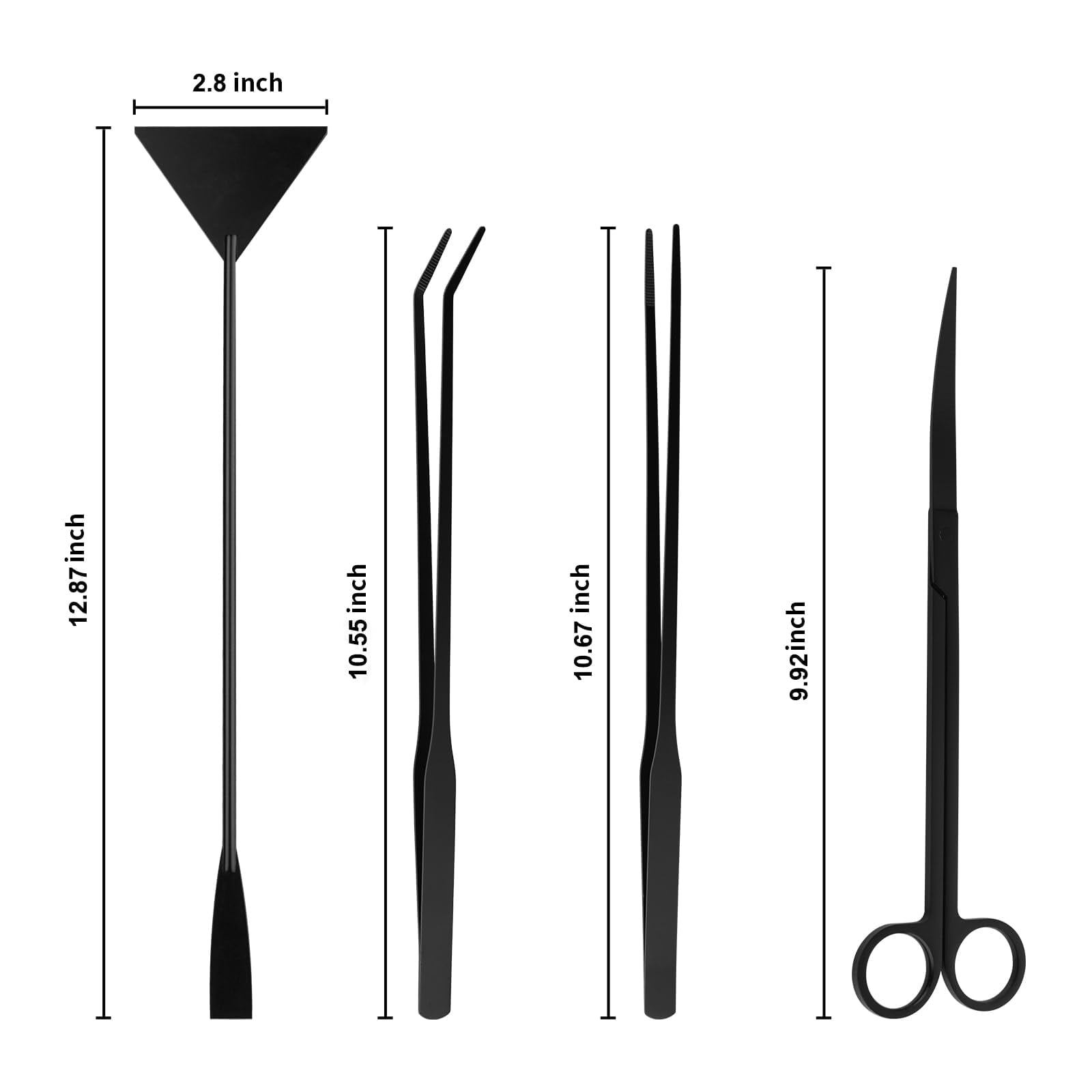 VNEKVA 5-in-1 Aquarium Aquascaping Tools, Stainless Steel Tweezers Scissors Spatula for Aquatic Plant Maintenance with Tool Holder